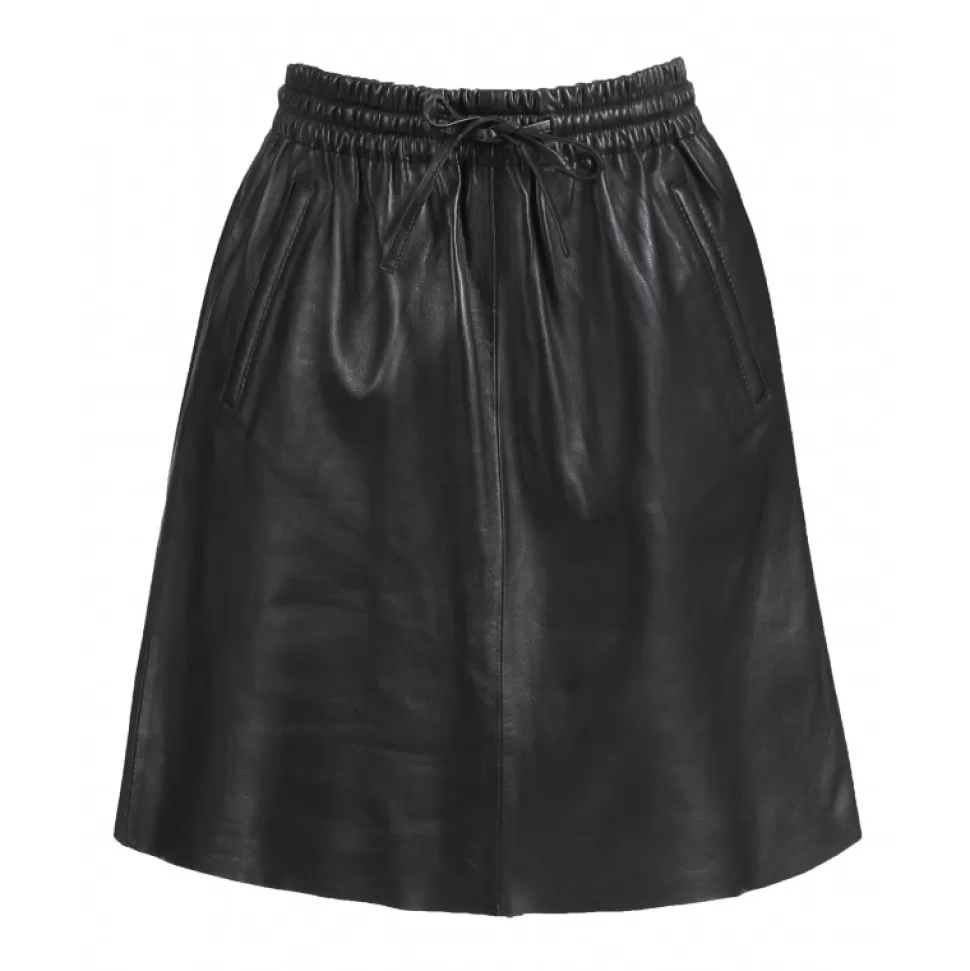 Women OAKWOOD Skirts And Shorts*Alba Black - Genuine Leather Straight Skirt