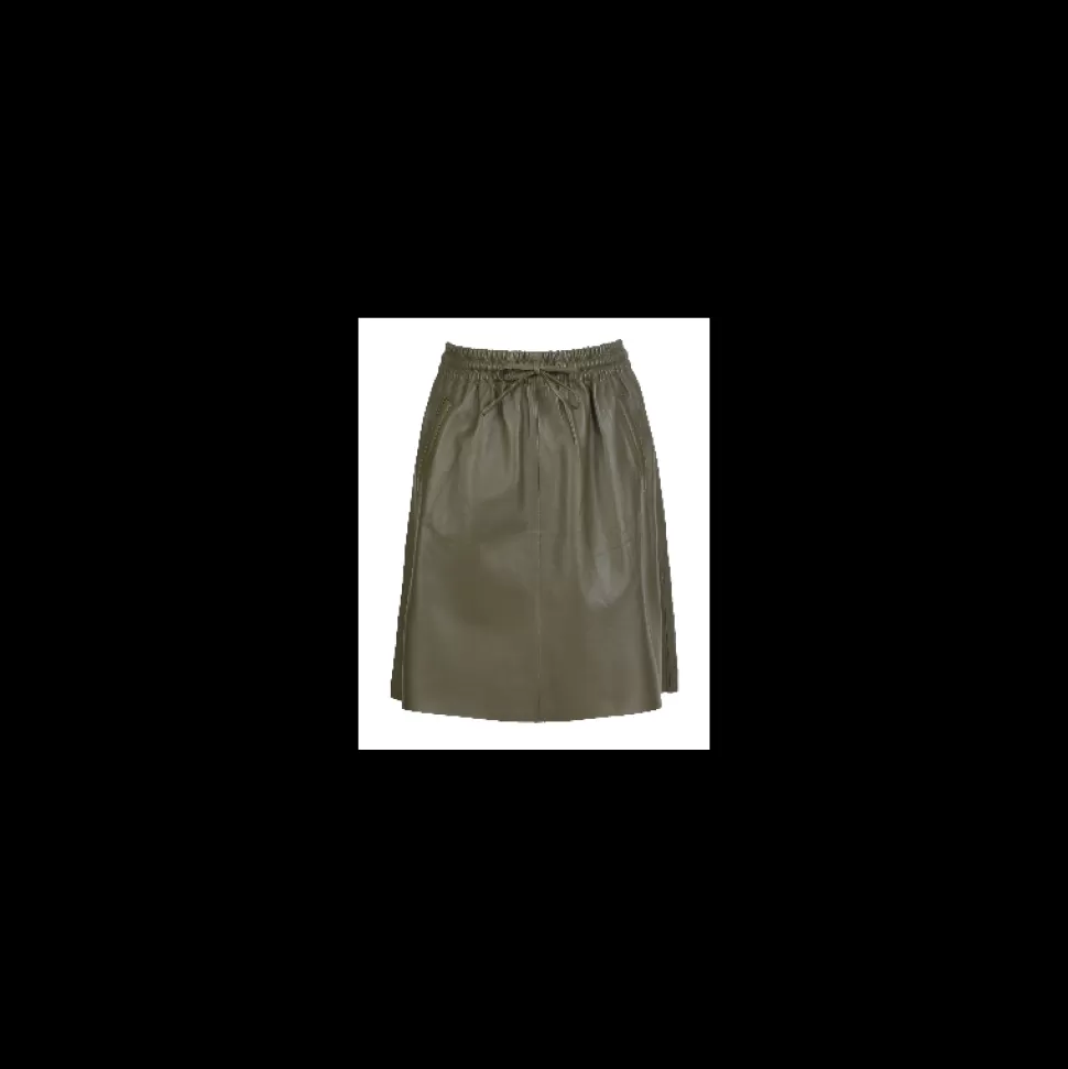 Women OAKWOOD Skirts And Shorts*Alba Khaki - Genuine Leather Straight Skirt