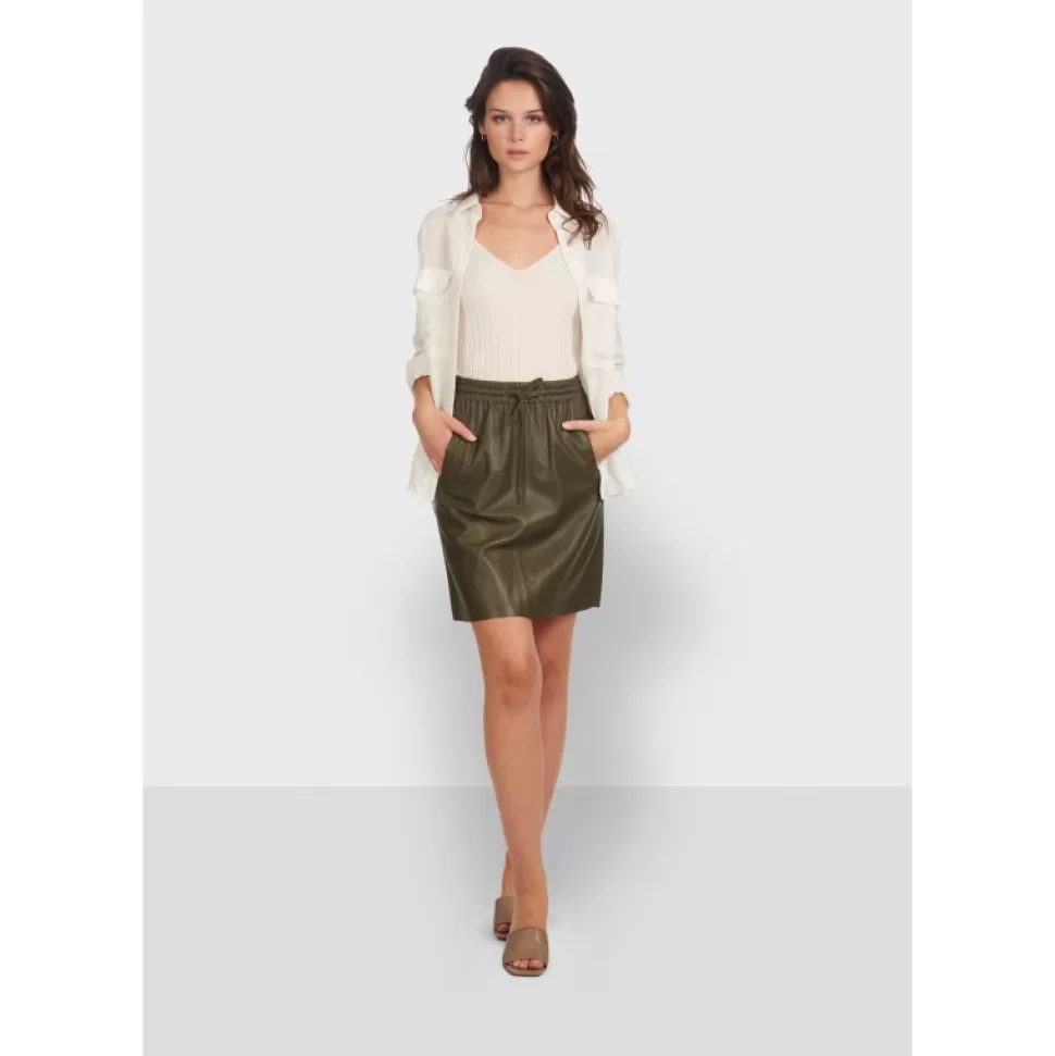 Women OAKWOOD Skirts And Shorts*Alba Khaki - Genuine Leather Straight Skirt