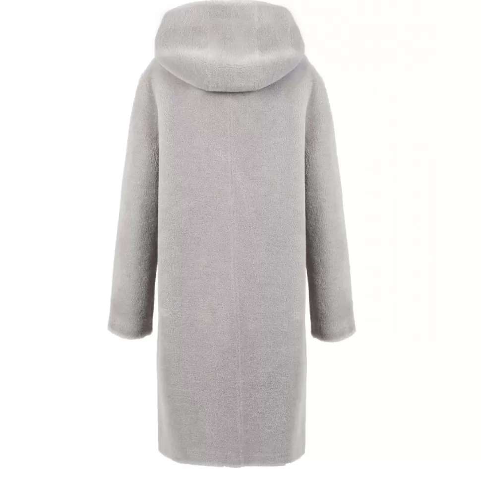 Women OAKWOOD Coats*Angelique Grey - Faux Shearling Reversible Hooded Coat