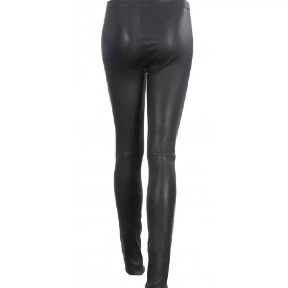 Women OAKWOOD Trousers*Asteroid Black - Stretch Smooth Genuine Leather Leggings