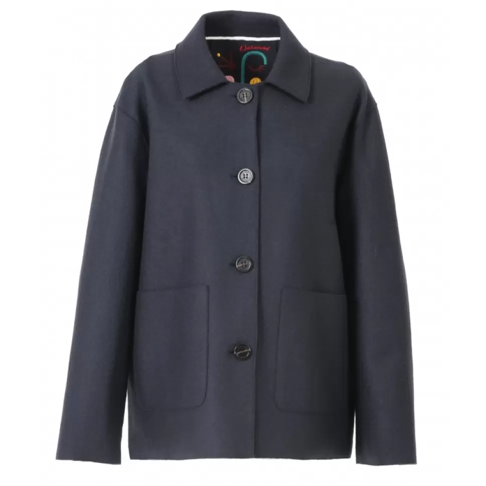 Women OAKWOOD Jackets*Atlanta Navy Blue - Short Blended Wool Jacket