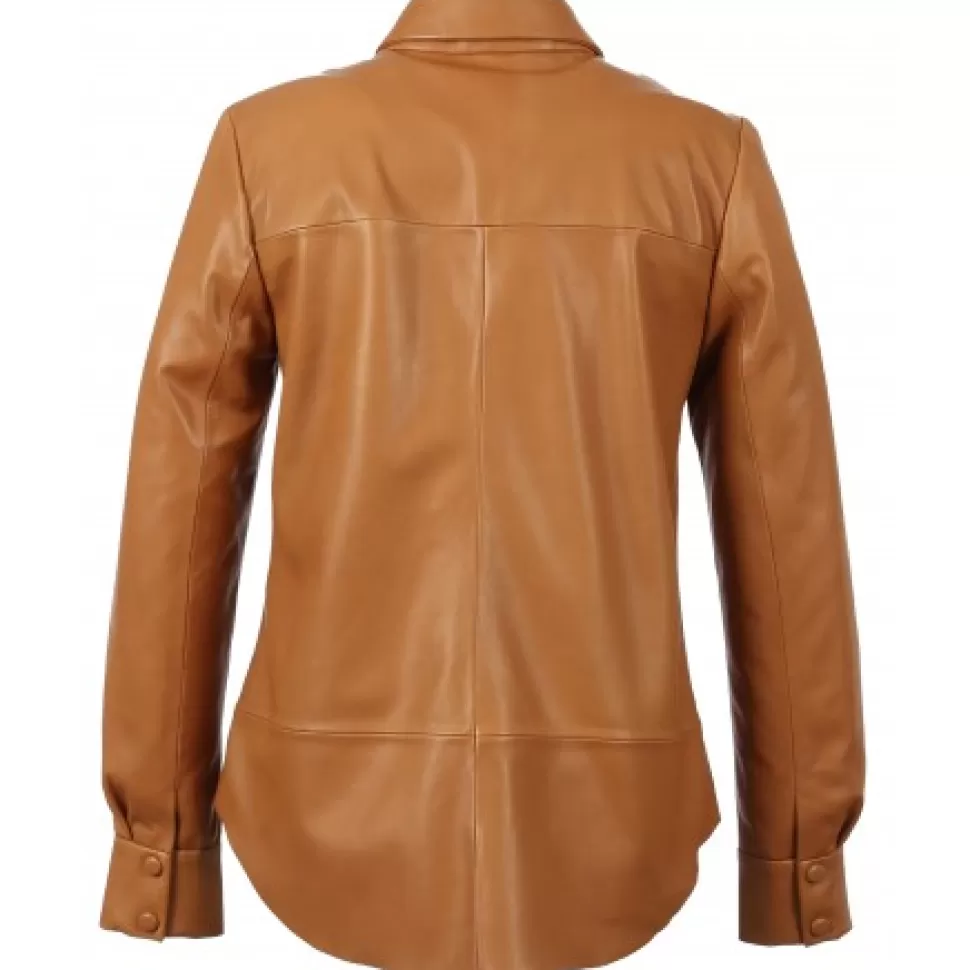 Women OAKWOOD Tops And Shirts*Babydoll Tobacco - Genuine Leather Shirt