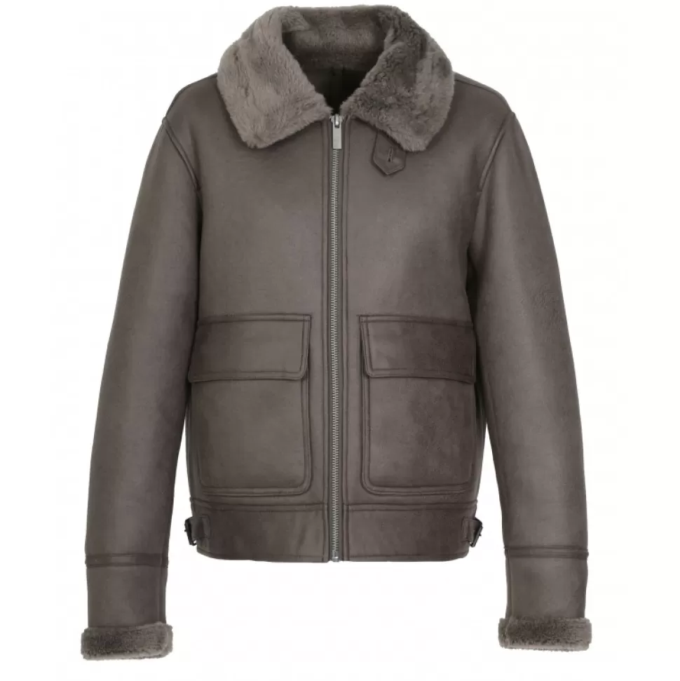 Men OAKWOOD Jackets*Bravour Dark Khaki - Faux Sherling Bomber Jacket