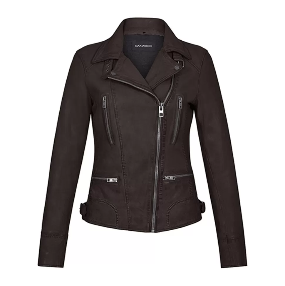 Women OAKWOOD Biker Jackets*Camera Choco - Genuine Leather Jacket