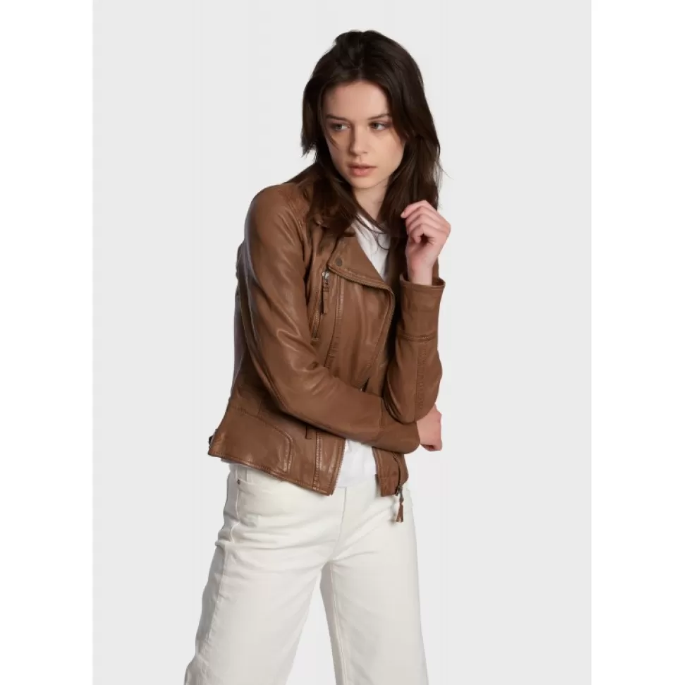 Women OAKWOOD Biker Jackets*Camera Cognac - Genuine Leather Jacket