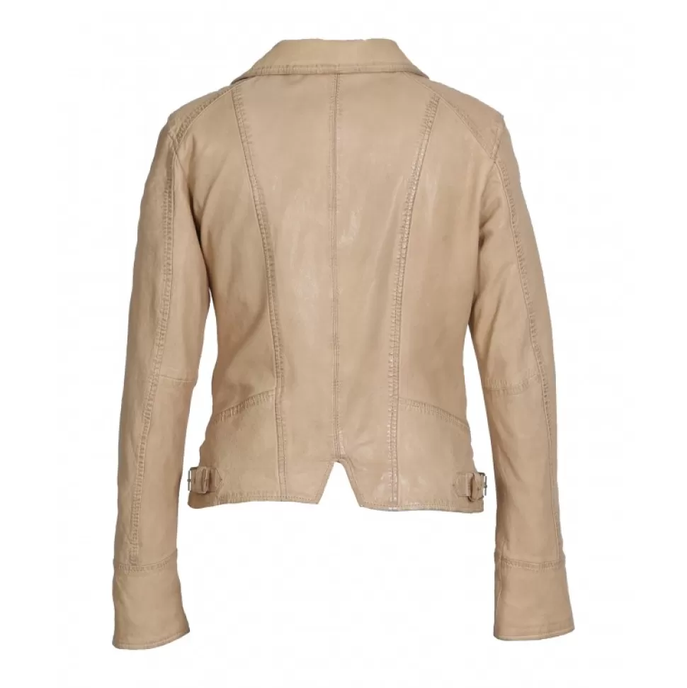 Women OAKWOOD Biker Jackets*Camera Dark Beige - Genuine Leather Jacket