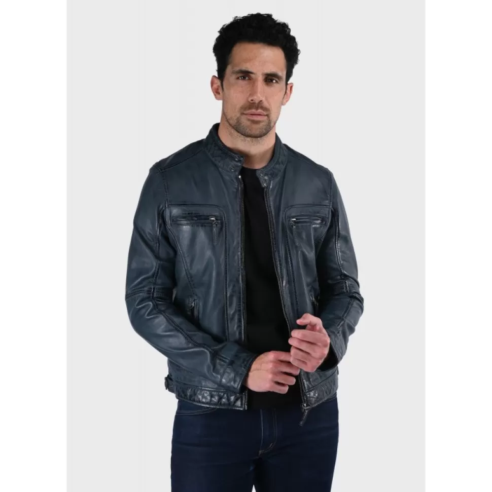 Men OAKWOOD Jackets*Casey Blue - Genuine Leather Jacket