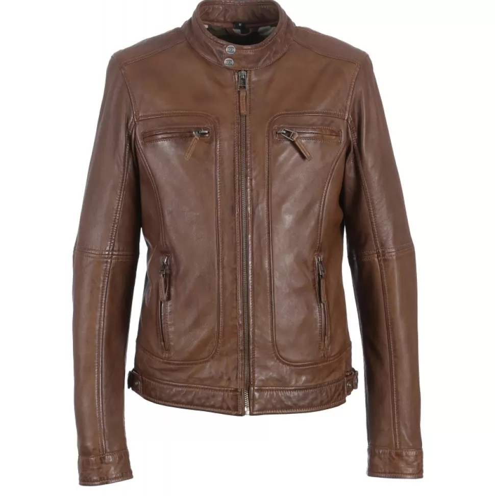 Men OAKWOOD Jackets*Casey Tobacco - Genuine Leather Jacket