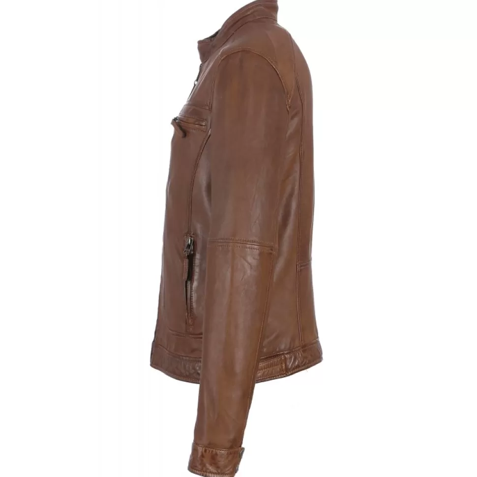 Men OAKWOOD Jackets*Casey Tobacco - Genuine Leather Jacket