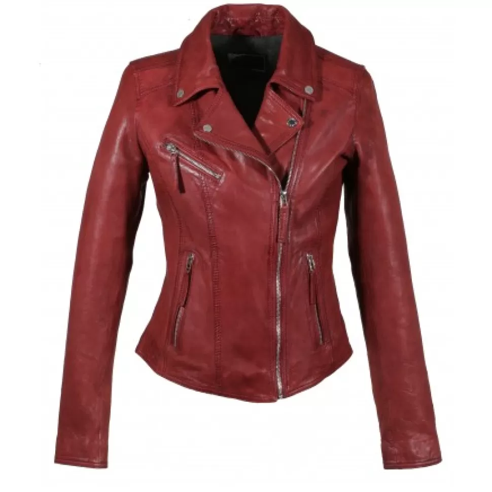 Women OAKWOOD Biker Jackets*Clips Fire - Asymetrical Refined Jacket In Genuine Leather