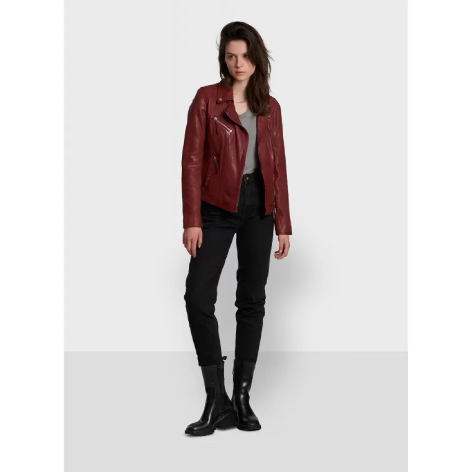 Women OAKWOOD Biker Jackets*Clips Fire - Asymetrical Refined Jacket In Genuine Leather