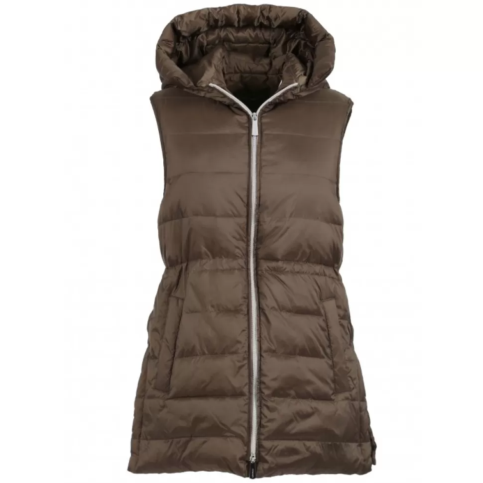 Women OAKWOOD Downjackets*Cosy Khaki - Sleeveless Mid-Long Downjacket