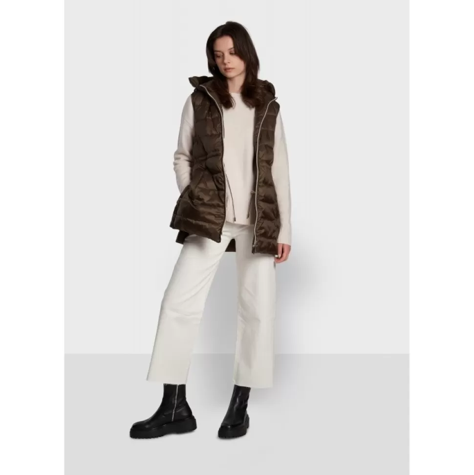 Women OAKWOOD Downjackets*Cosy Khaki - Sleeveless Mid-Long Downjacket