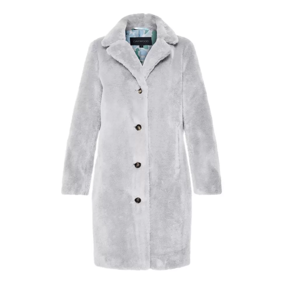 Women OAKWOOD Coats*Cyber Light Grey - Fake Fur Long Coat