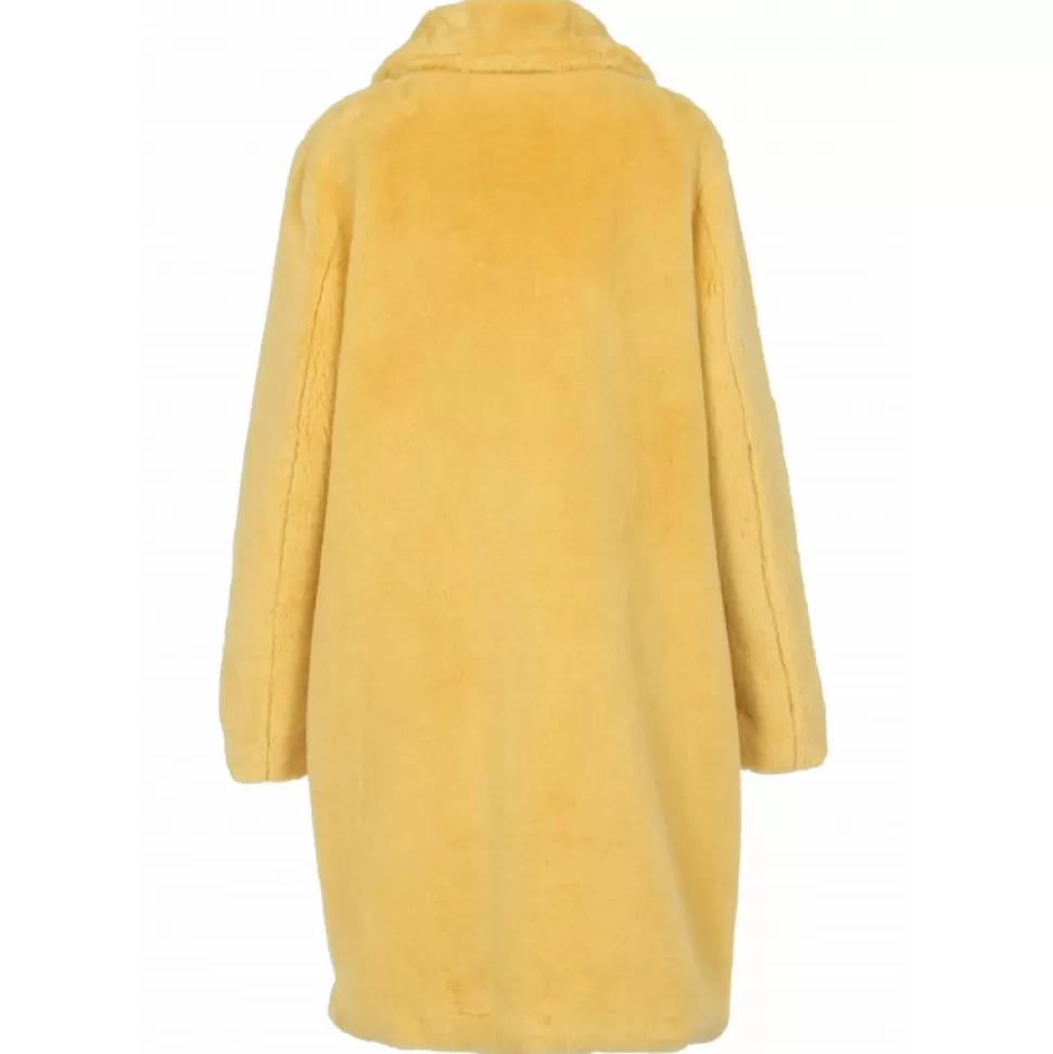 Women OAKWOOD Coats*Cyber Yellow - Fake Fur Long Coat