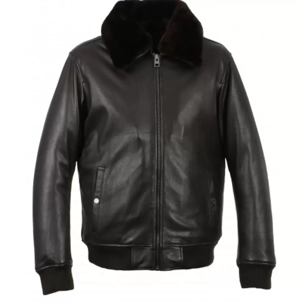 Men OAKWOOD Jackets*Daddy Brown - Genuine Leather Aviator Jacket