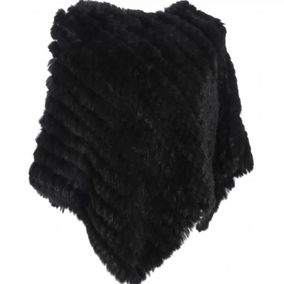 Women OAKWOOD Accessories*Davos Black - Real Fur Poncho