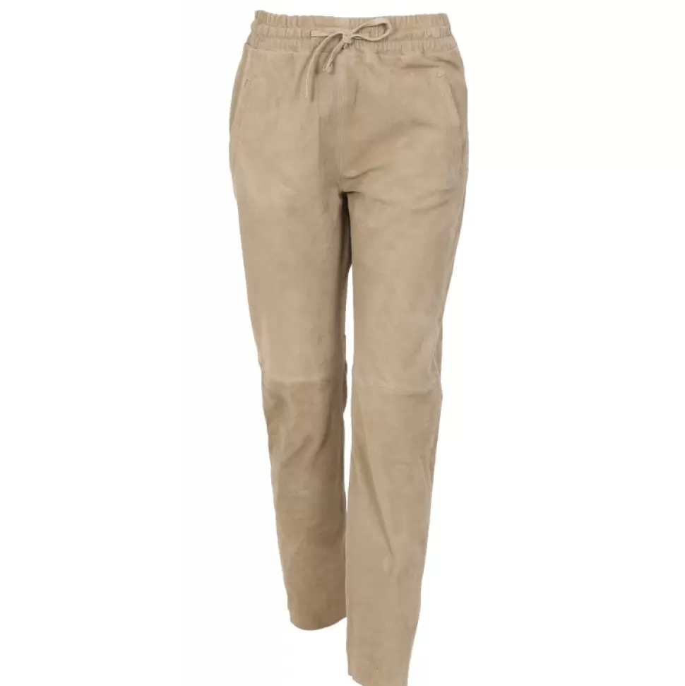 Women OAKWOOD Trousers*Gift Beige - Genuine Suede Leather Jogpants