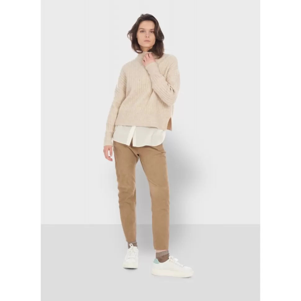 Women OAKWOOD Trousers*Gift Beige - Genuine Suede Leather Jogpants