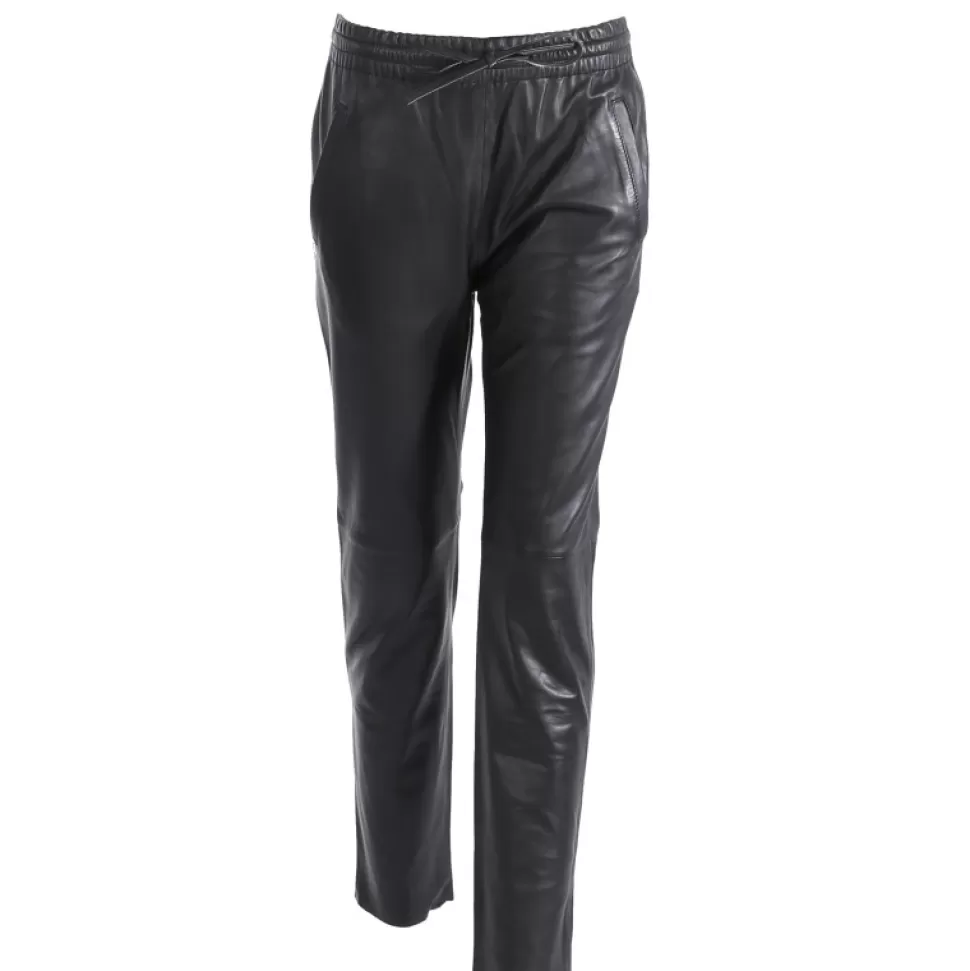 Women OAKWOOD Trousers*Gift Black - Genuine Leather Jogpants