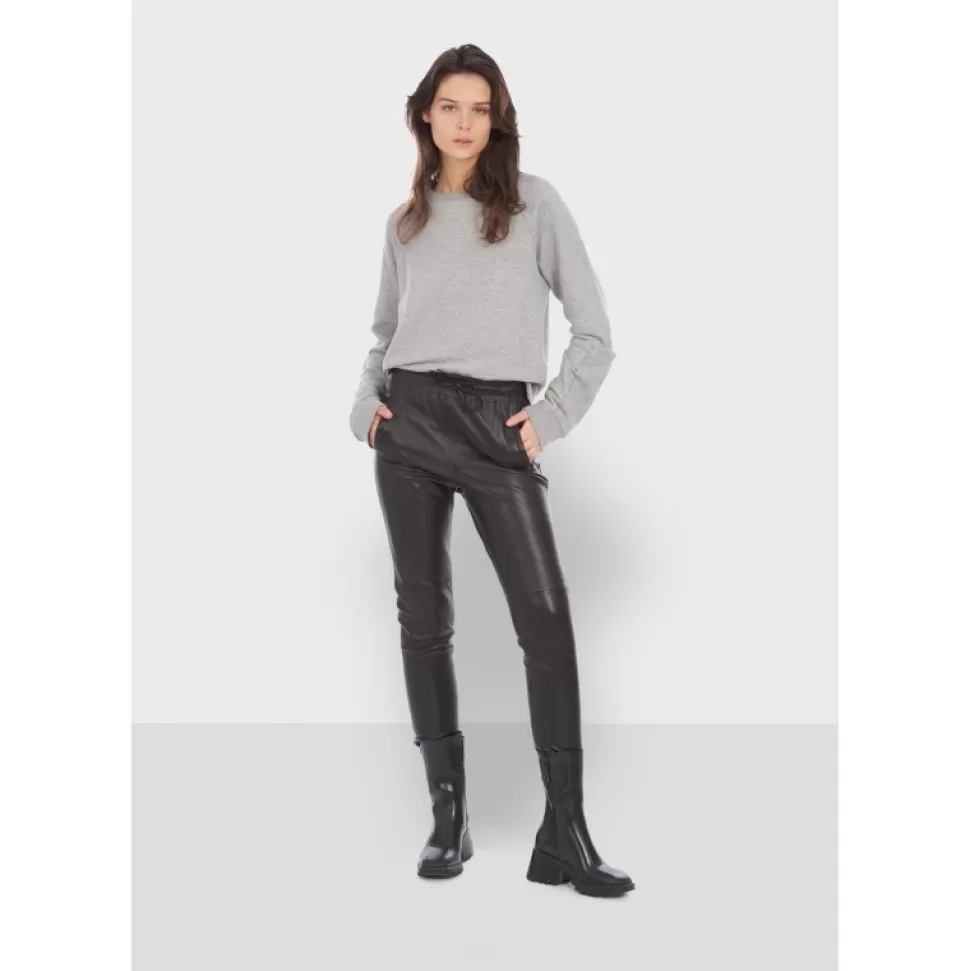 Women OAKWOOD Trousers*Gift Black - Genuine Leather Jogpants