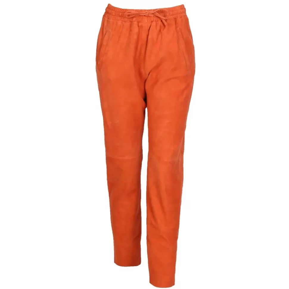 Women OAKWOOD Trousers*Gift Coral - Genuine Suede Leather Jogpants