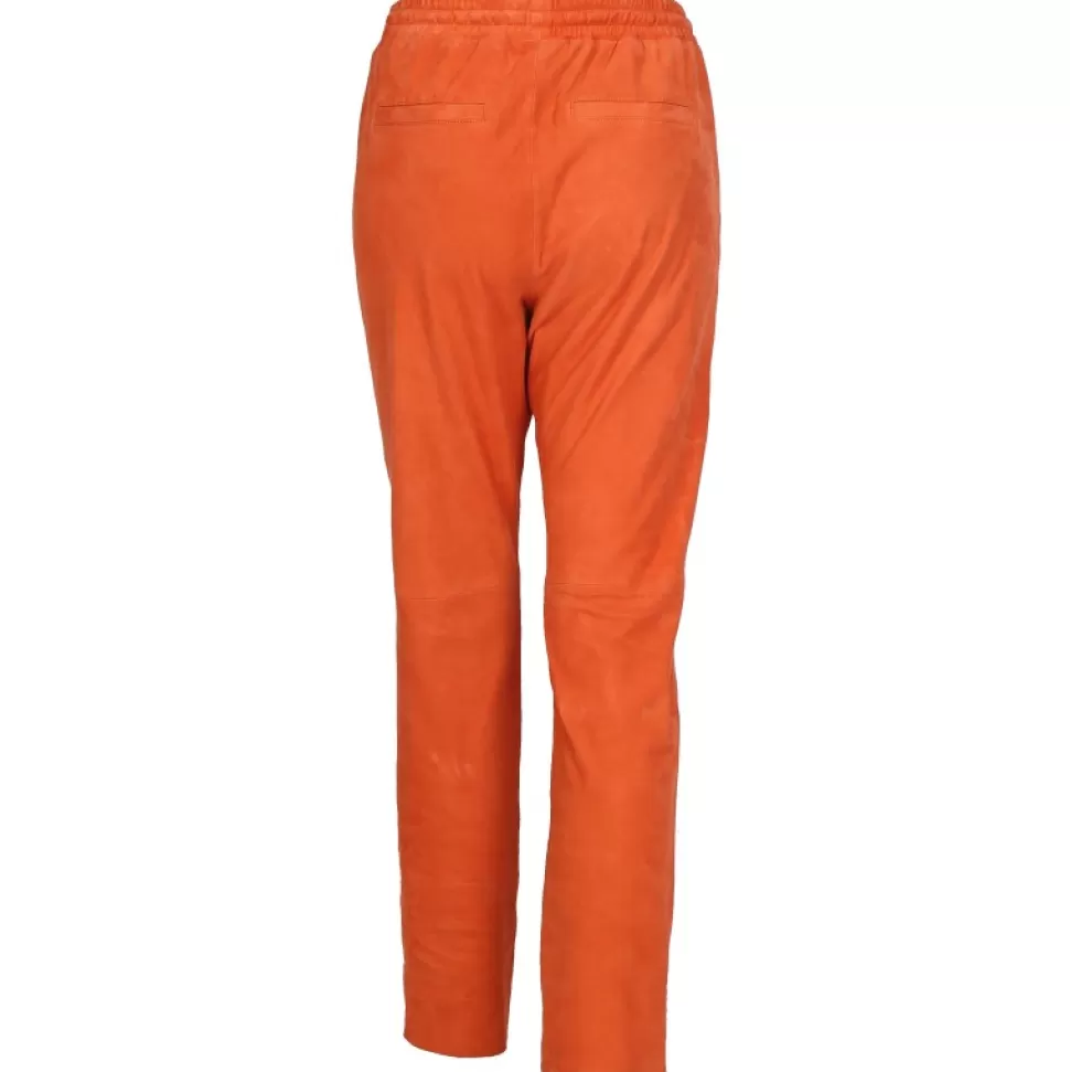 Women OAKWOOD Trousers*Gift Coral - Genuine Suede Leather Jogpants