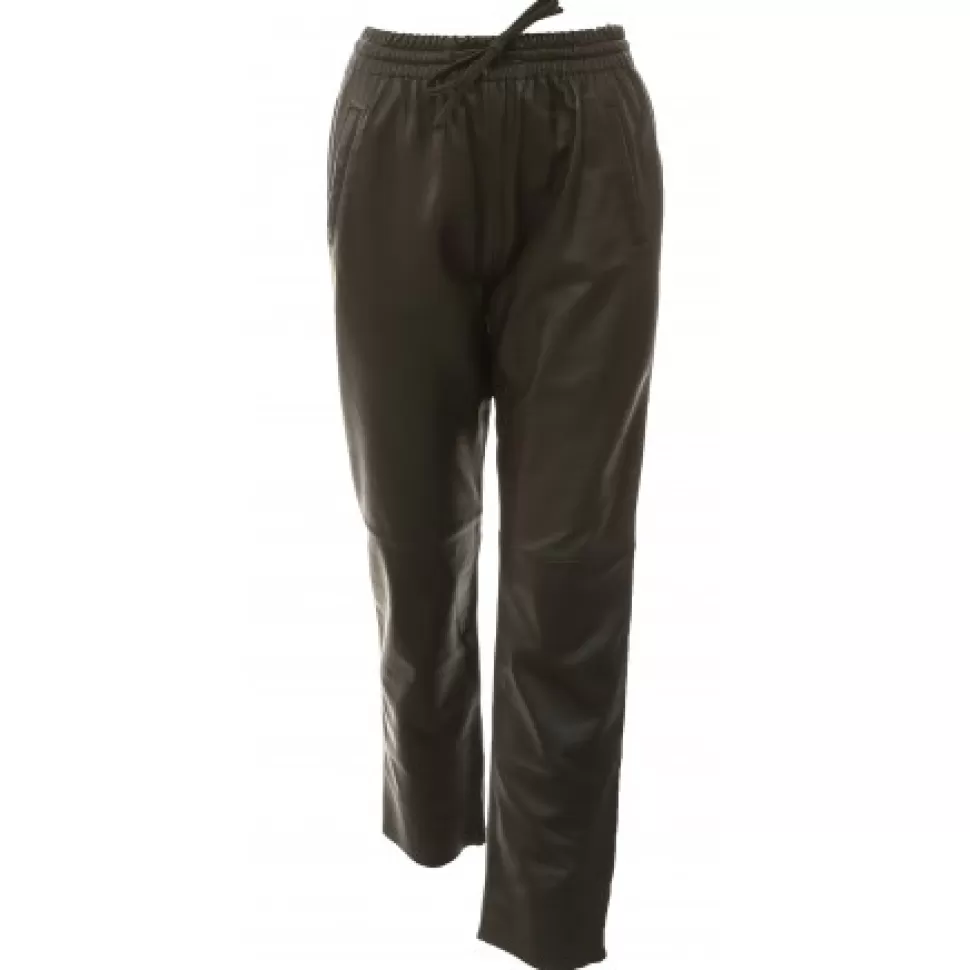 Women OAKWOOD Trousers*Gift Dark Brown- Genuine Leather Jogpants