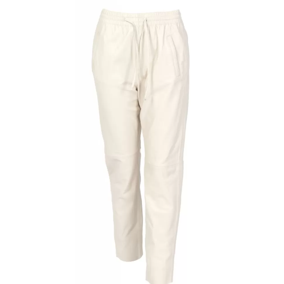 Women OAKWOOD Trousers*Gift Eggshell - Genuine Leather Jogpants