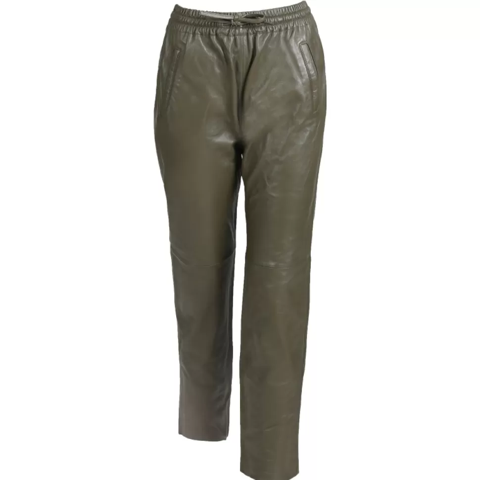 Women OAKWOOD Trousers*Gift Khaki - Genuine Leather Jogpants