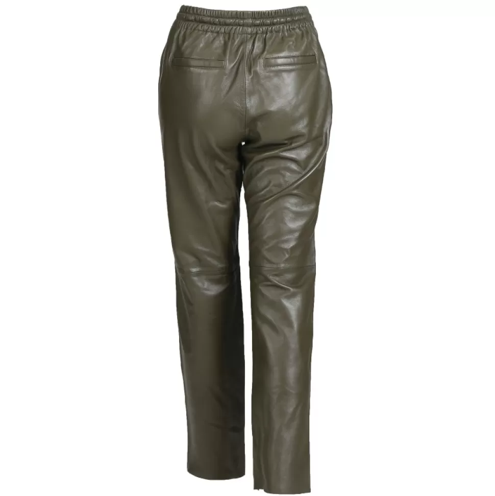 Women OAKWOOD Trousers*Gift Khaki - Genuine Leather Jogpants