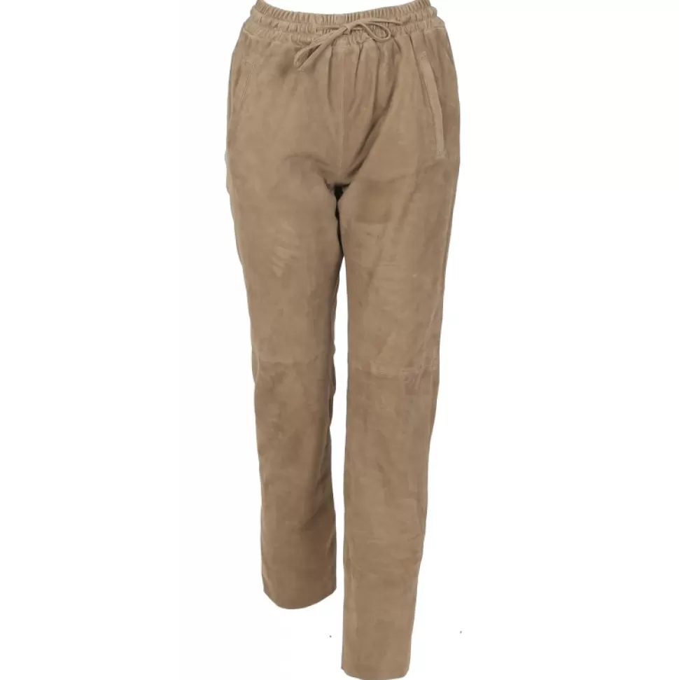 Women OAKWOOD Trousers*Gift Light Brown - Genuine Suede Leather Jogpants