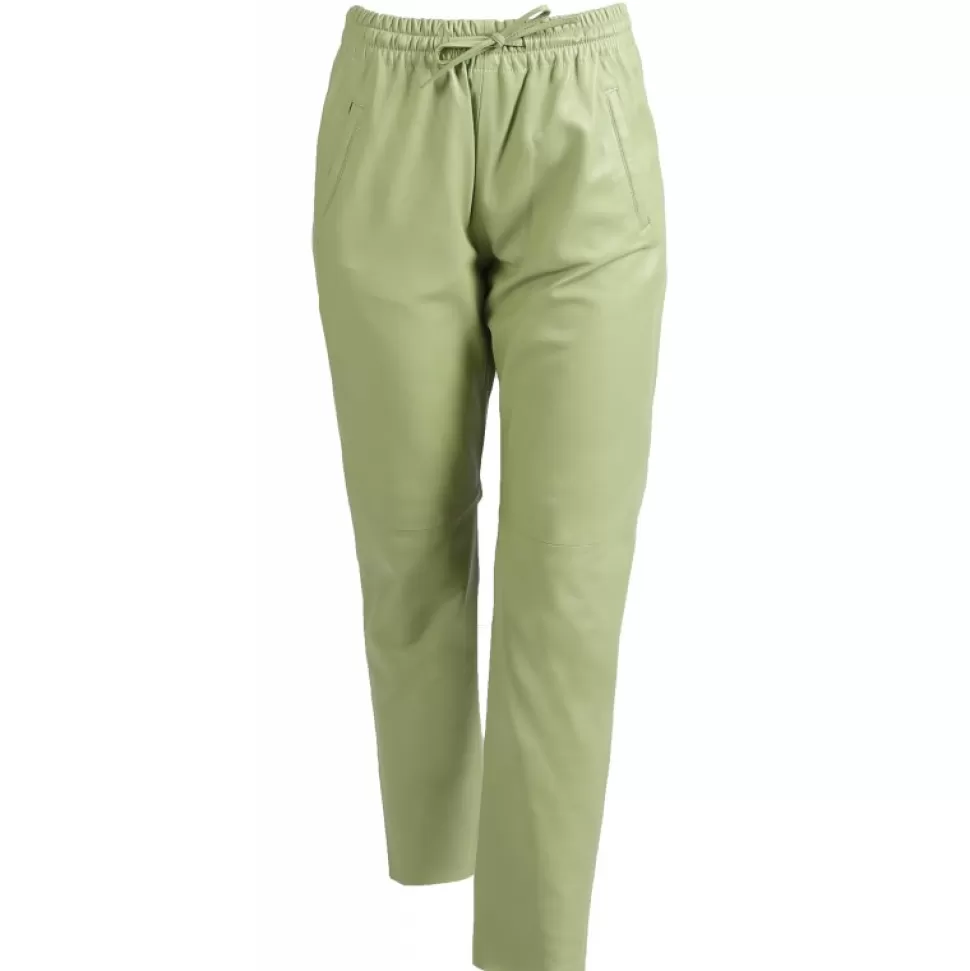 Women OAKWOOD Trousers*Gift Light Green - Genuine Leather Jogpants