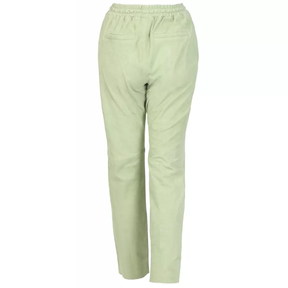 Women OAKWOOD Trousers*Gift Light Green - Genuine Suede Leather Jogpants