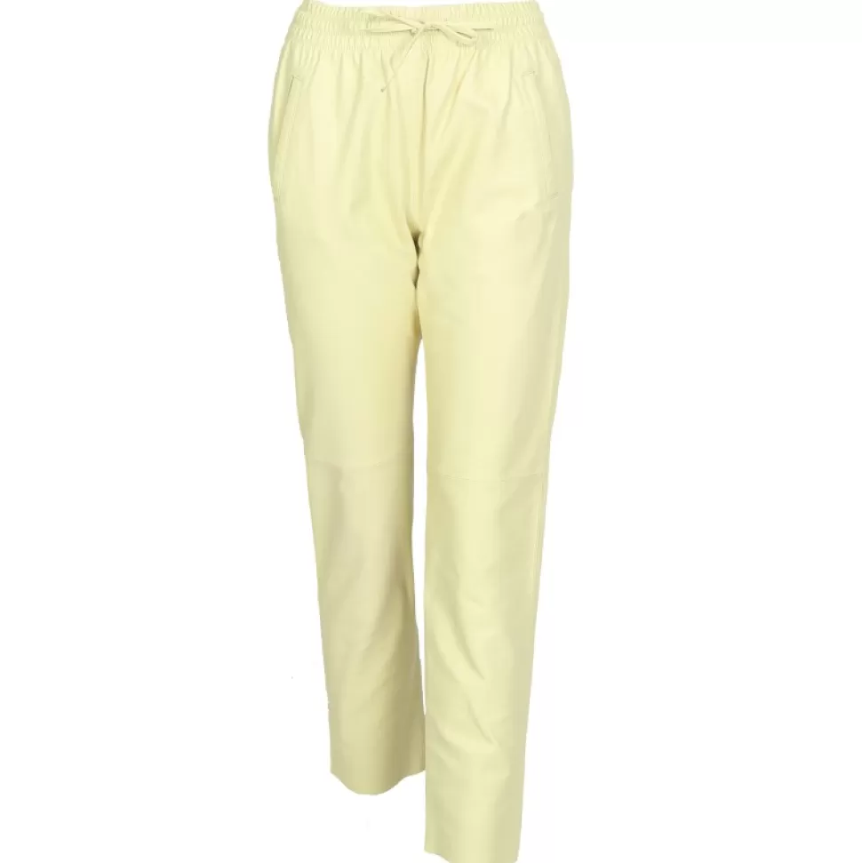 Women OAKWOOD Trousers*Gift Light Yellow - Genuine Leather Jogpants