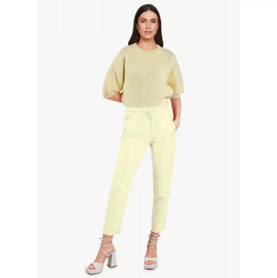 Women OAKWOOD Trousers*Gift Light Yellow - Genuine Leather Jogpants