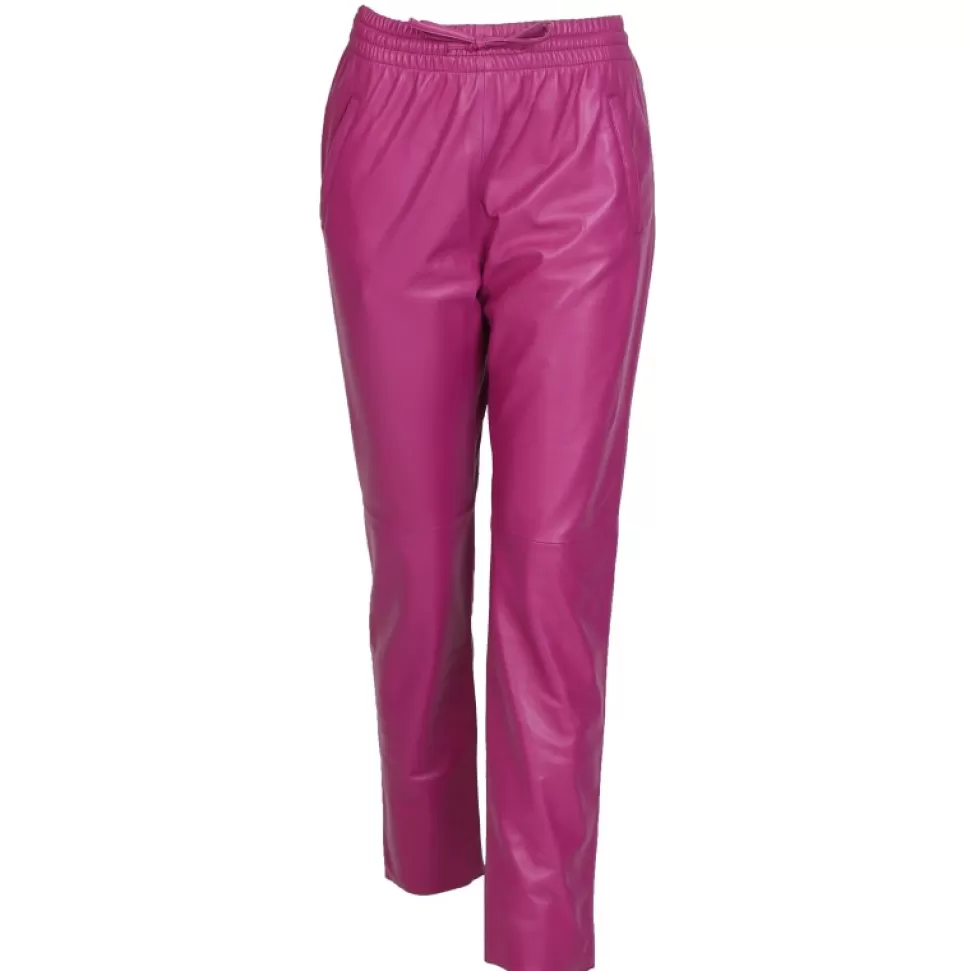 Women OAKWOOD Trousers*Gift Mauve - Genuine Leather Jogpants