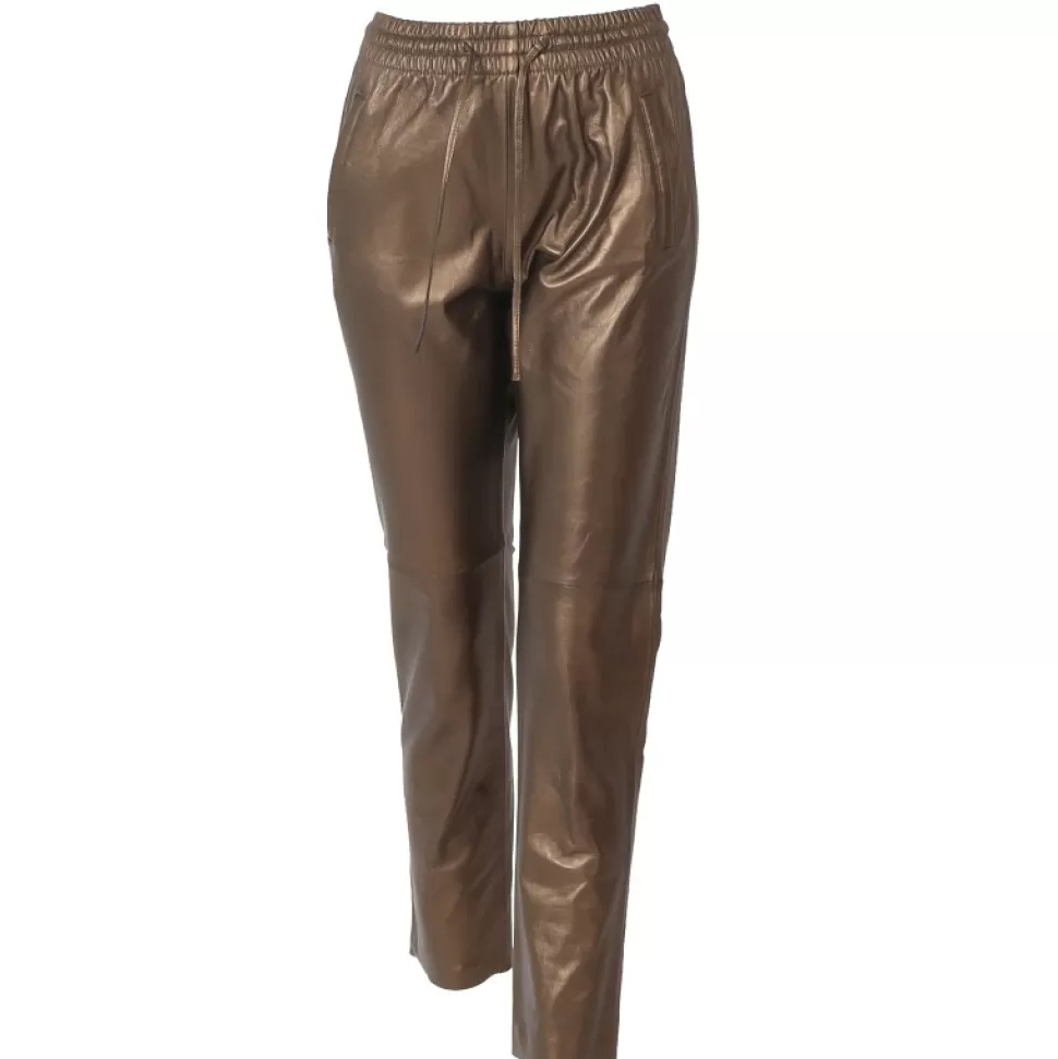 Women OAKWOOD Trousers*Gift Metal Gold - Genuine Leather Jogpants