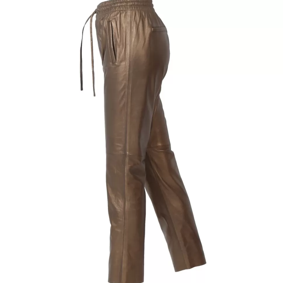 Women OAKWOOD Trousers*Gift Metal Gold - Genuine Leather Jogpants