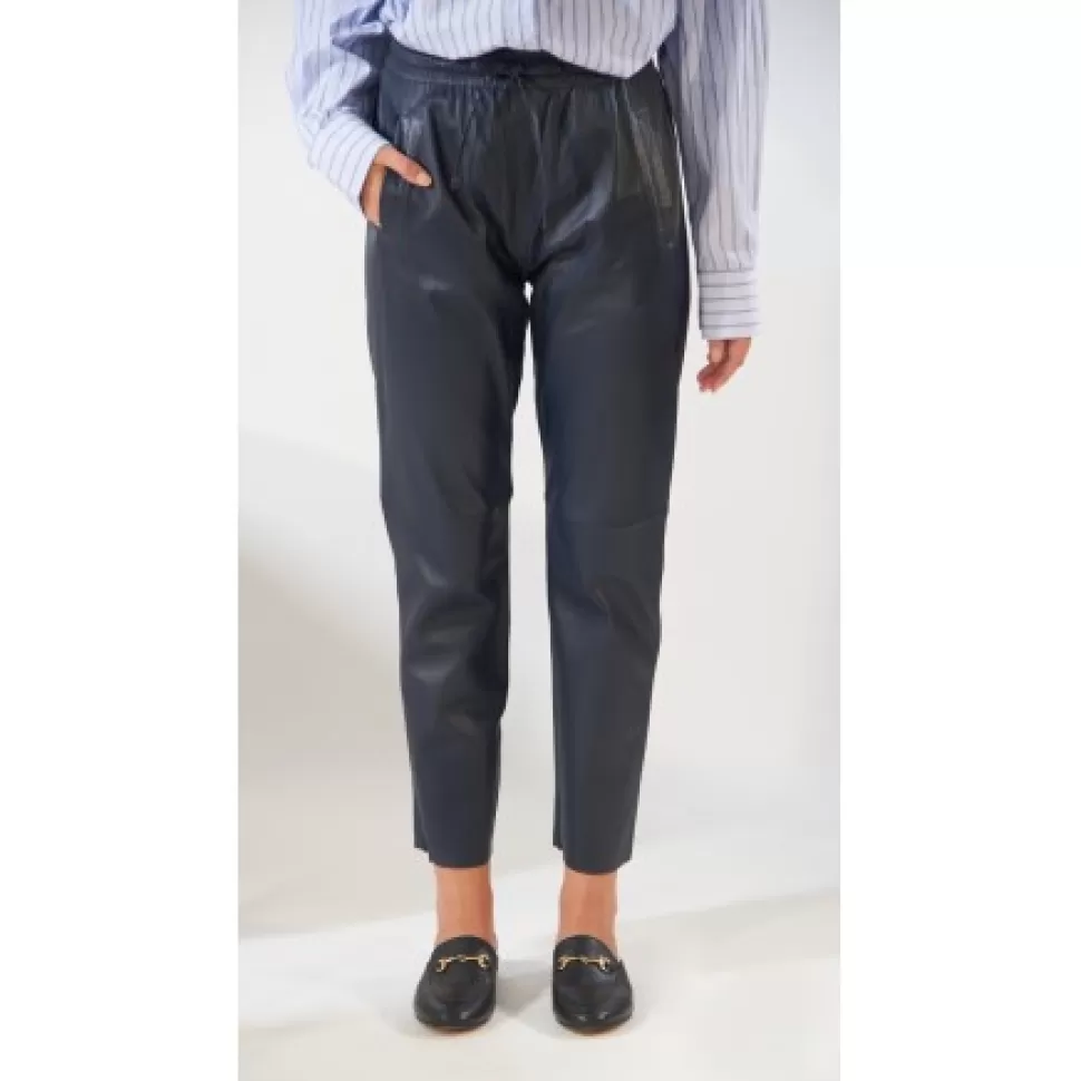 Women OAKWOOD Trousers*Gift Navy Blue - Genuine Leather Jogpants