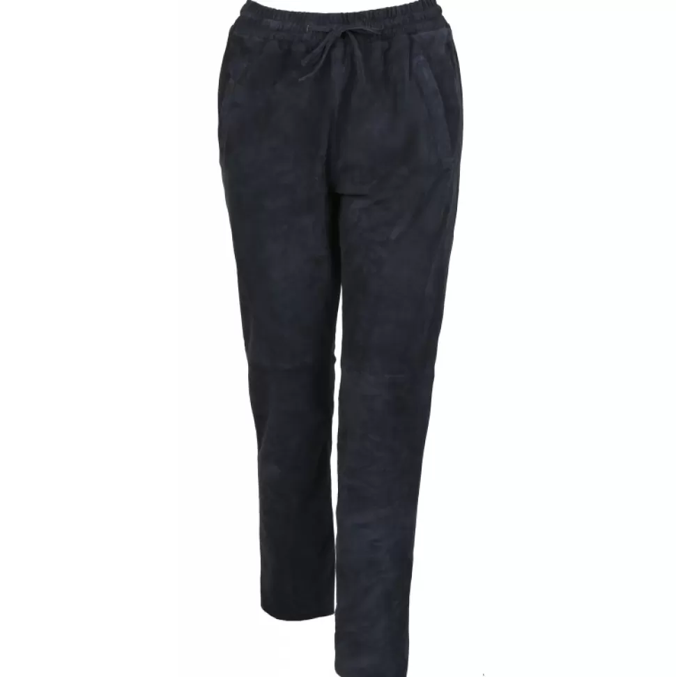 Women OAKWOOD Trousers*Gift Navy Blue - Genuine Suede Leather Jogpants