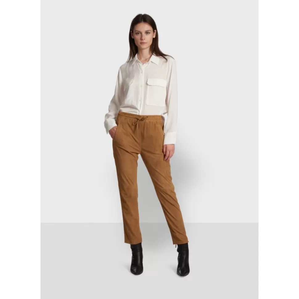 Women OAKWOOD Trousers*Gift Tan - Genuine Suede Leather Jogpants