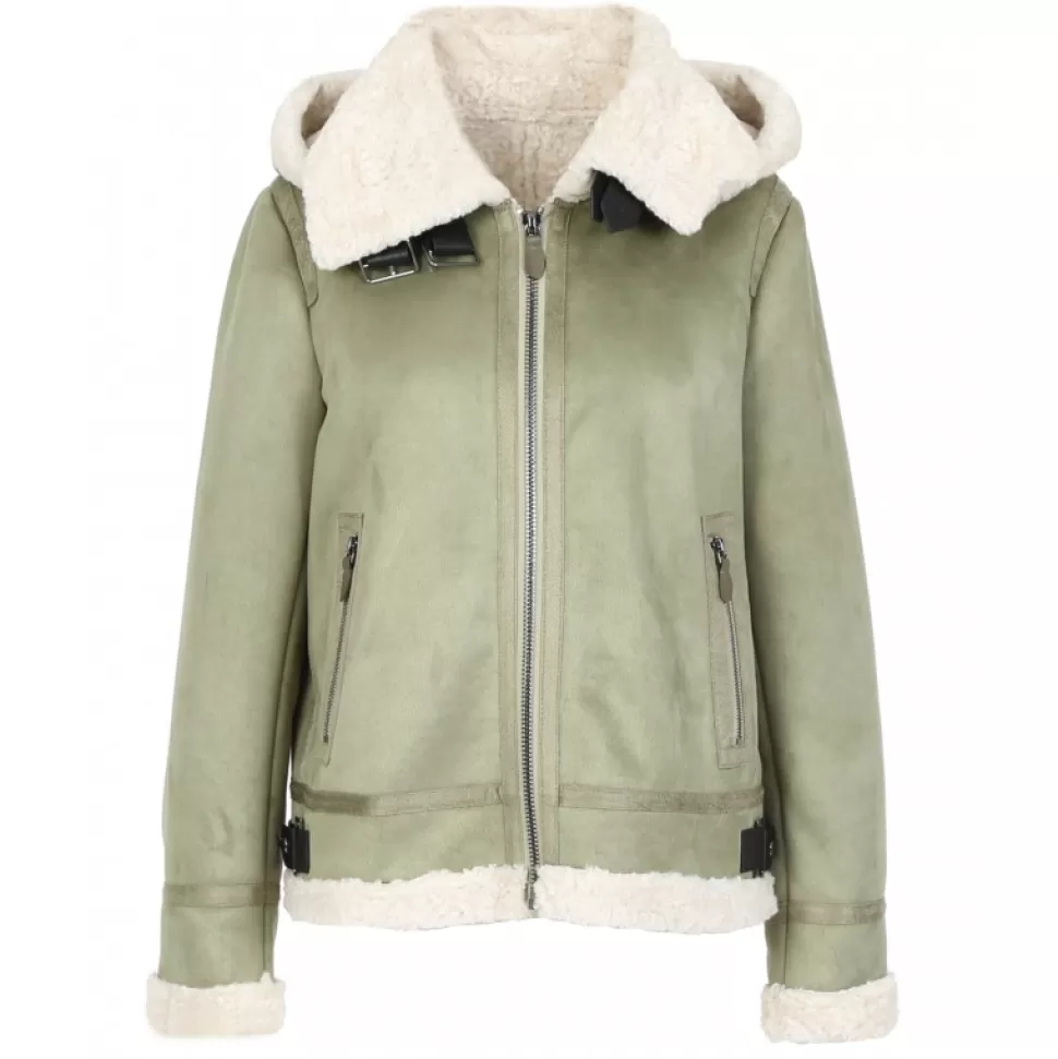 Women OAKWOOD Biker Jackets*Gloria Almond - Faux Shearling Bomber Jacket