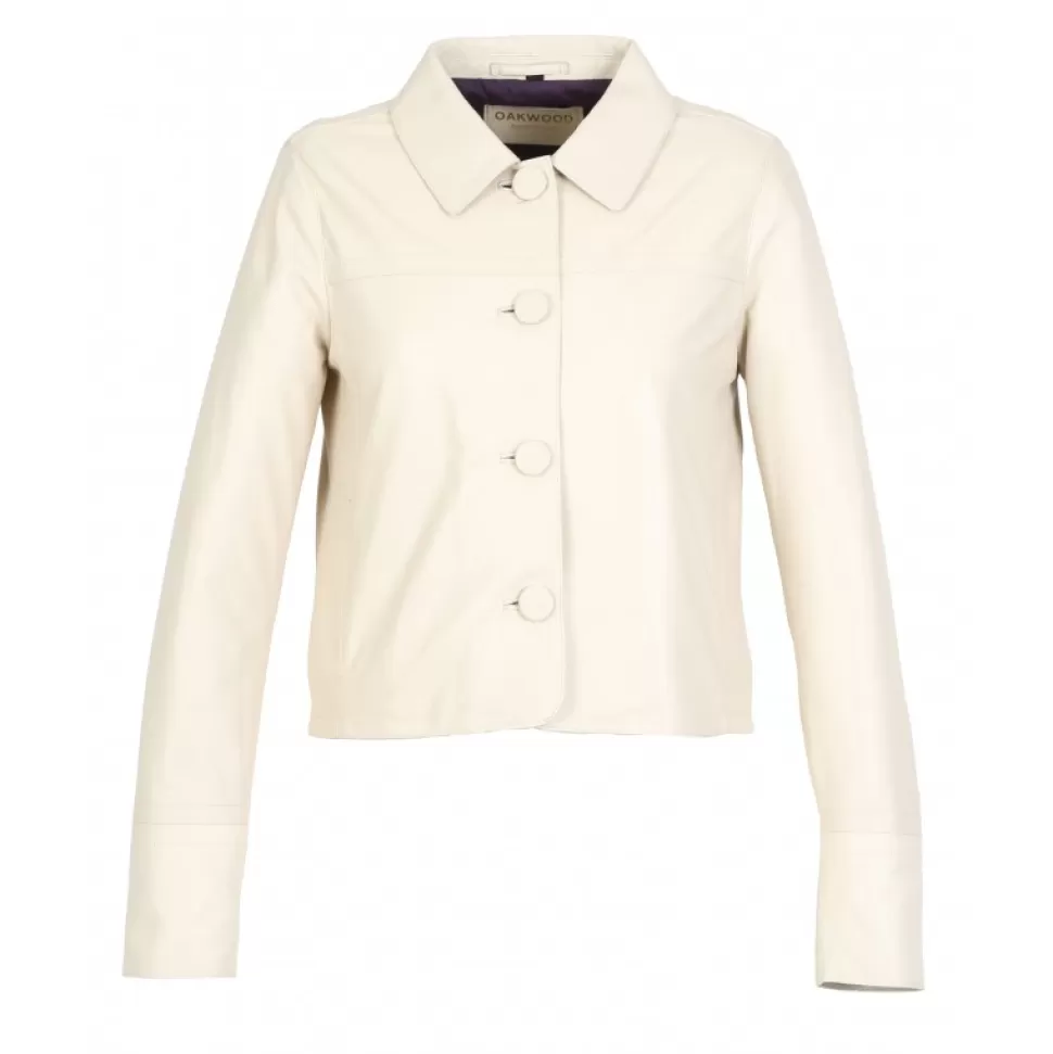 Women OAKWOOD Jackets*Grace Eggshell - Genuine Leather Short Jacket With Buttons