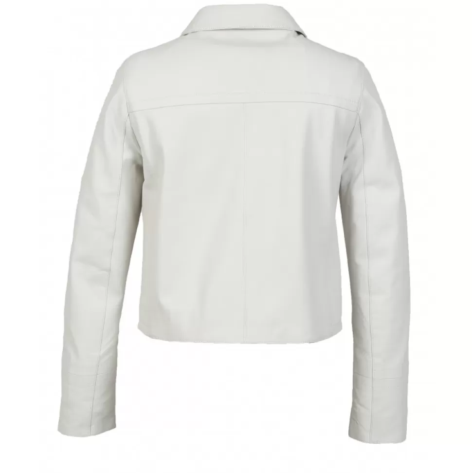 Women OAKWOOD Jackets*Grace White - Genuine Leather Short Jacket With Buttons