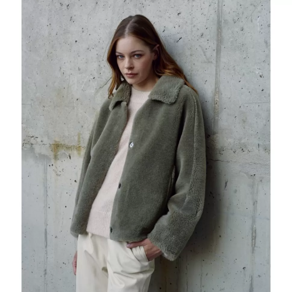 Women OAKWOOD Jackets*Helen Pale Green - Faux Shearling Reversible Jacket