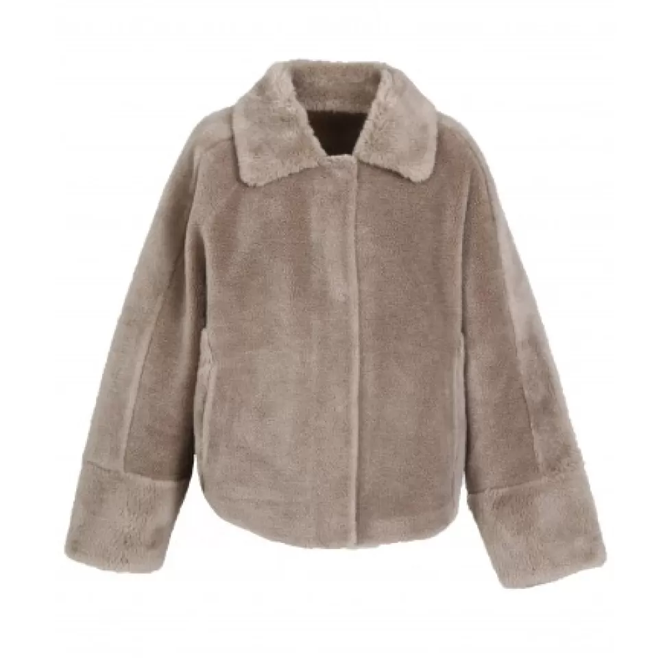 Women OAKWOOD Jackets*Helen Taupe - Faux Shearling Reversible Jacket