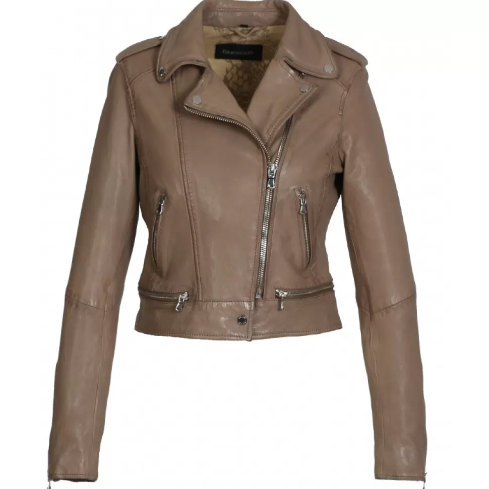 Women OAKWOOD Biker Jackets*Kyoto Yemen - Washed Look Genuine Leather Jacket