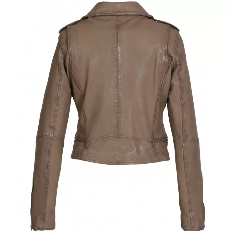 Women OAKWOOD Biker Jackets*Kyoto Yemen - Washed Look Genuine Leather Jacket